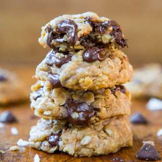 Soft and Chewy Oatmeal Coconut Chocolate Chip Cookies