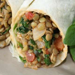 Lentil Spinach Burritos