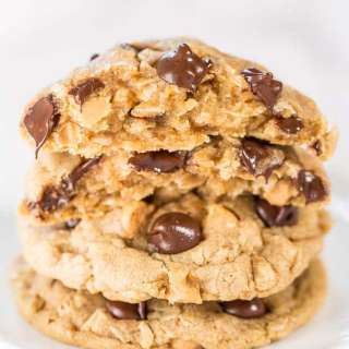 Soft and Chewy Peanut Butter Oatmeal Chocolate Chip Cookies