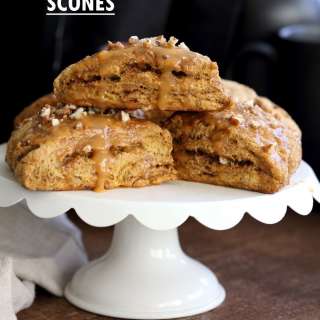 Vegan Pumpkin Scones with Pumpkin Caramel Glaze (Oil-free)