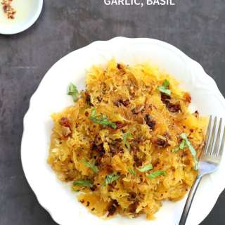 Spaghetti Squash Pasta with Sun-dried Tomato, Garlic and Basil