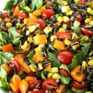 Wild Rice Spinach Salad with Lemon-Garlic Dressing