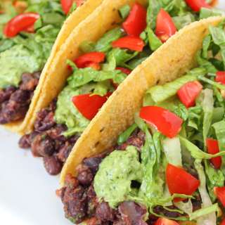 Black Bean Tacos with Avocado Cilantro-Lime Sauce