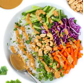 Spring Roll Bowl with Peanut Sauce