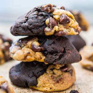 Black & White Cookies: Cream Cheese Chocolate Chip & Dark Chocolate Dark Brown Sugar