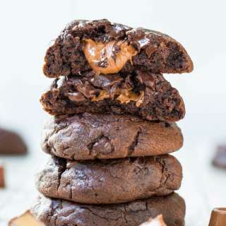 Quadruple Chocolate Rolo Cookies