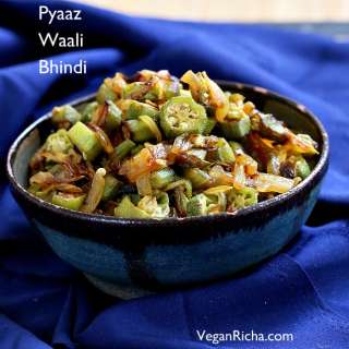 Indian Okra and Onion stir fry. Mom's Pyaaz Waali Bhindi Subzi. Vegan Glutenfree Recipe