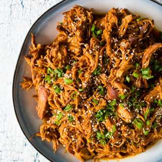 Slow Cooker Honey Soy Sriracha Pulled Chicken