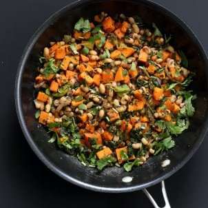 Black Eyed Peas and Sweet Potato Hash