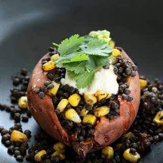 Beluga Lentil Stuffed Sweet Potatoes