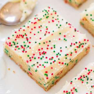 Holiday Sugar Cookie Bars with Cream Cheese Frosting