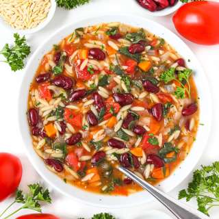 Kidney Bean, Spinach, and Orzo Soup (Easy!)