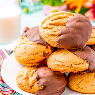 Chocolate-Dipped Peanut Butter Pudding Cookies
