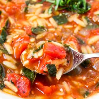 Tomato Orzo Soup with Spinach (Easy!)