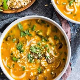 Vegan Red Curry Pumpkin Noodle Soup