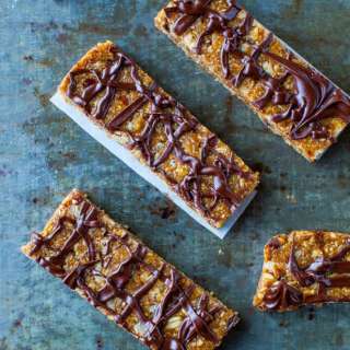 Sunflower Seed Butter Granola Bars with Chocolate Drizzle
