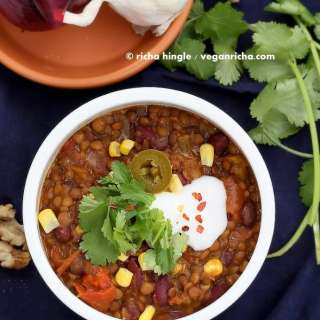 Lentil Kidney Bean Chili. 1 Pot Glutenfree Recipe