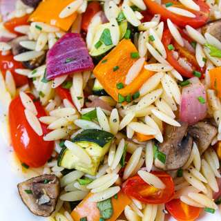 Orzo with Roasted Vegetables (Easy!)