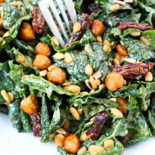 Kale and Roasted Chickpea Salad (Vegan!)