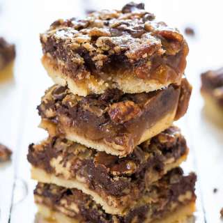 Salted Caramel and Chocolate Pecan Pie Bars