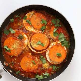 Vegan Shakshuka with Sweet Potatoes & Tofu