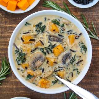 Creamy Butternut Squash and Wild Rice Soup (Vegan!)