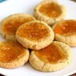 Pistachio Apricot Thumbprint Cookies