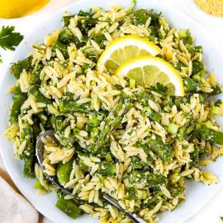 Lemon Asparagus Orzo (Easy, Vegan!)