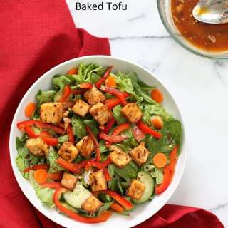 Crunchy Vegan Asian Salad With Baked Tofu & Garlic Soy Maple Dressing