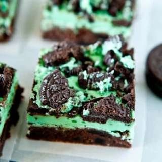 Triple Layer Fudgy Mint Oreo Brownies