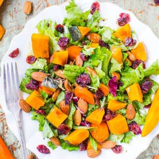 Roasted Winter Squash, Cranberry, and Almond Salad with Lemon Dijon Balsamic Vinaigrette