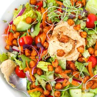 Roasted Chickpea Salad with Hummus
