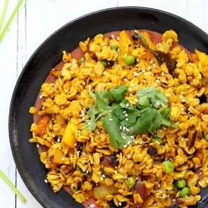 Savory Oats Hash - Indian Oats Poha Upma