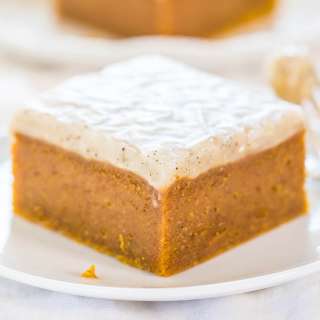 Fudgy Pumpkin Spice Bars with Vanilla Bean Browned Butter Glaze