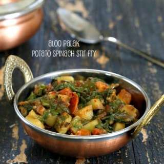 Potato Spinach or Rainbow Chard stir fry. Aloo Palak. Vegan Potato Spinach Stir Fry