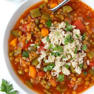 Lentil Stuffed Pepper Soup (Vegan!)