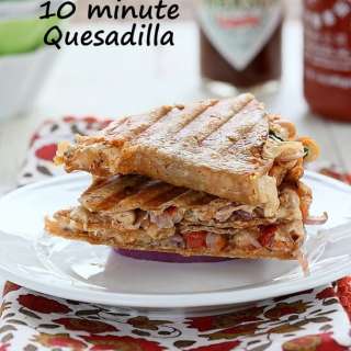 Taco Spice Vegan White Bean Quesadilla with Pepper Jack.