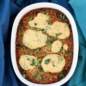 Lentil Rice Casserole with Chickpea Dumplings