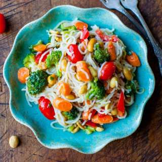 Peanut Noodles with Mixed Vegetables and Peanut Sauce