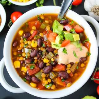 Black Bean Lentil Taco Soup (Vegan!)