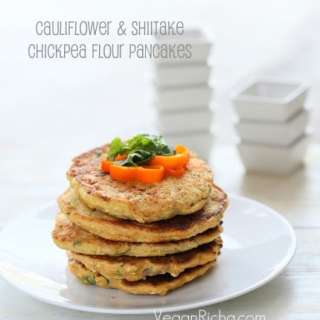 Chickpea Flour Pancakes/mini Omelettes with Cauliflower and Shiitake mushrooms. Glutenfree Vegan Recipe