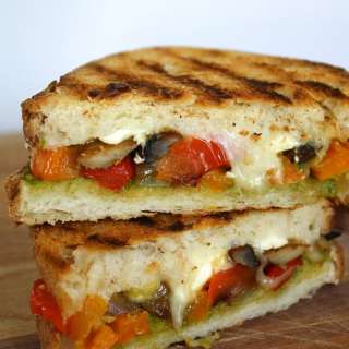 Roasted Vegetable Panini with Pesto (Easy!)