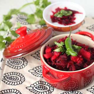 Beet and Carrot Koshimbir(spiced salad). vegan glutenfree.