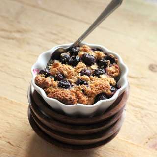 Baked French Toast topped with Blueberry Crisp