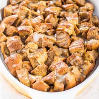 Baked Bagel French Toast with Maple Glaze