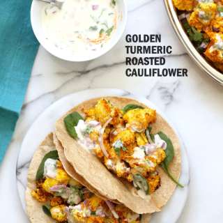 Golden Turmeric Roasted Cauliflower with Raita