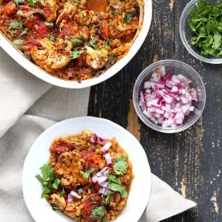 BBQ Lentil Farro Cauliflower Bake. BBQ Casserole