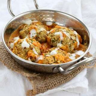Cauliflower Kofta Curry. Baked Cauliflower Veggie Balls in Spiced Tomato Onion Sauce. Vegan Recipe