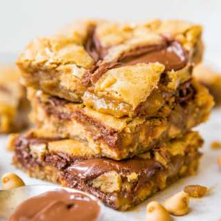 Nutella-Swirled Peanut Butter Chip Blondies