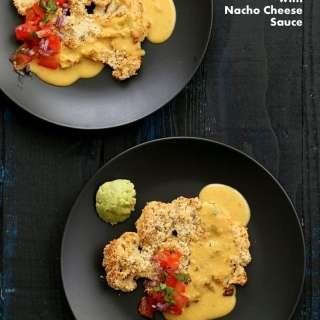 Almond Crusted Cauliflower with Nacho Cheese Sauce